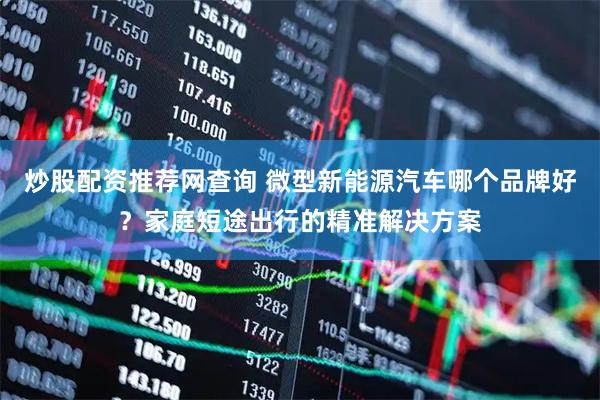 炒股配资推荐网查询 微型新能源汽车哪个品牌好？家庭短途出行的精准解决方案