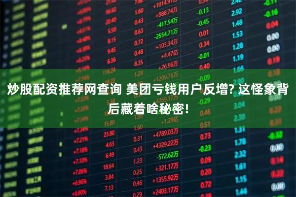 炒股配资推荐网查询 美团亏钱用户反增? 这怪象背后藏着啥秘密!